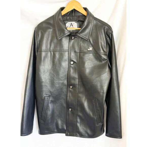 A. G. Milano Men s Black Faux Leather Jacket, size L - Picture 1 of 10